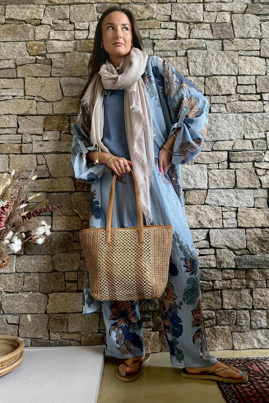 Farrah Raffia Tote Bag Dark /50=